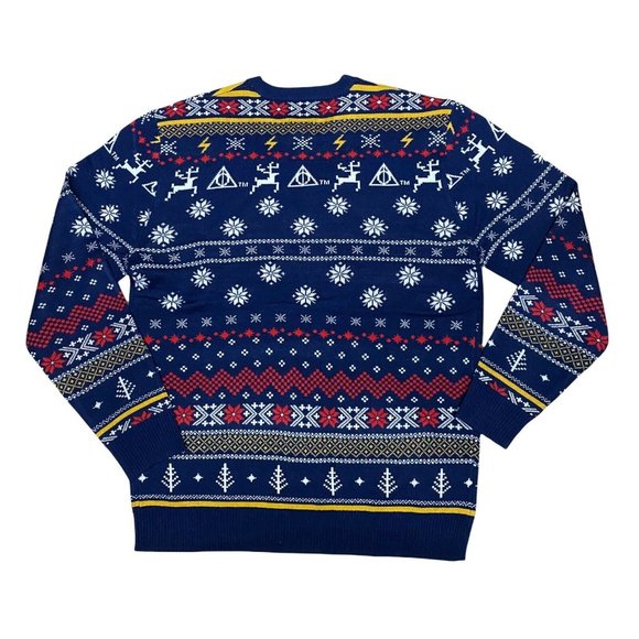Harry Potter Men's M Hogwarts Happy Christmas Ugly Holiday Sweater Wizard World - Picture 8 of 12